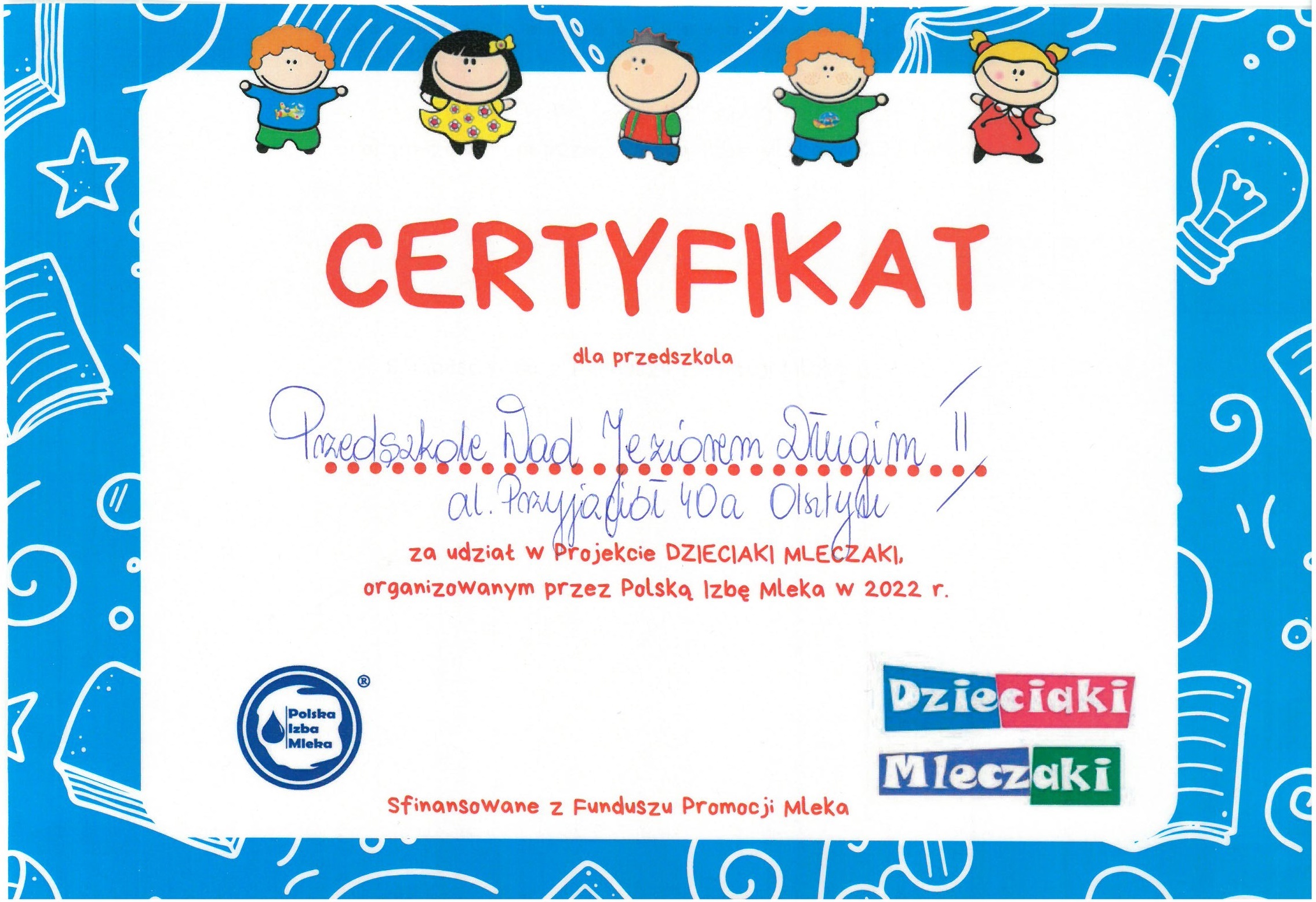 Certyfikat „Dzieciaki Mleczaki”